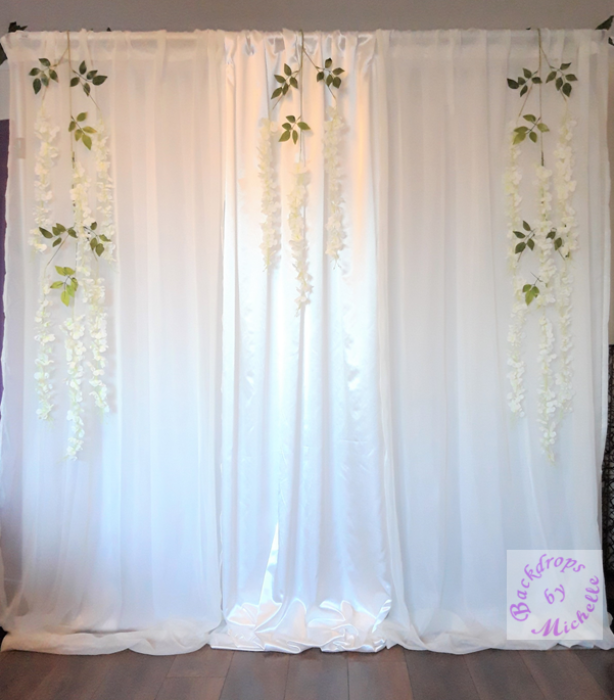 ivory-white satin-hanging down-2 long+1 central wisteria set